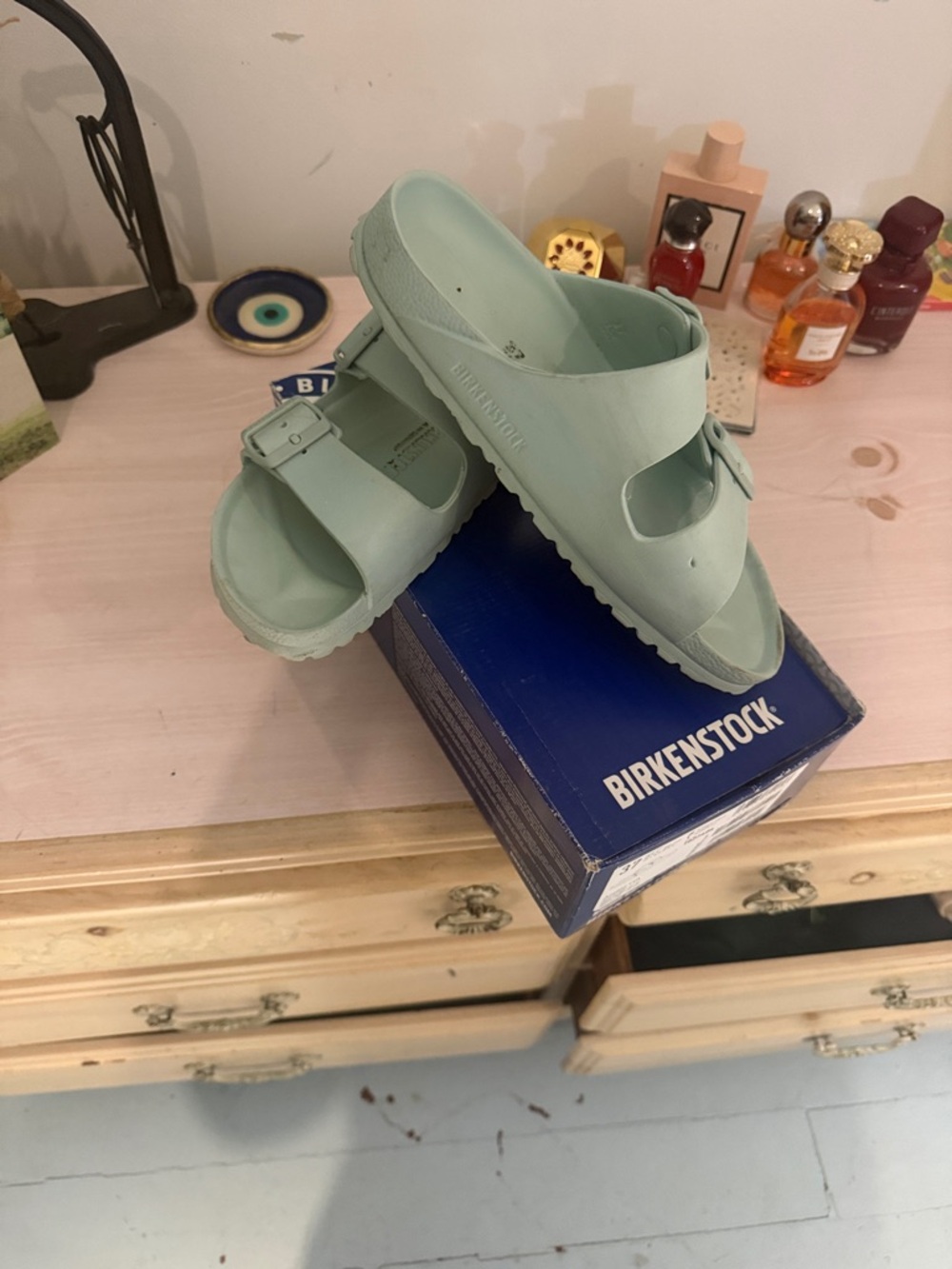 Birkenstock Mint Green EVA Two-Strap Sandals